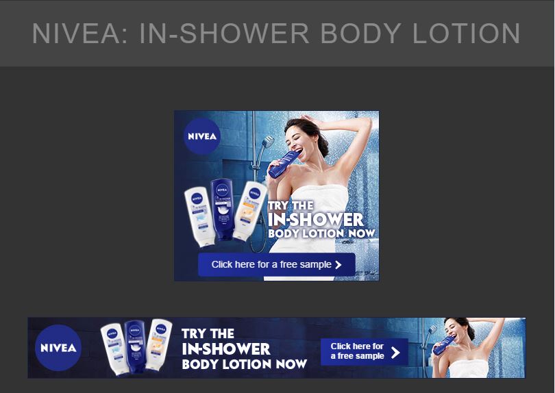 A set of GDN Banner Ads for Nivea In Shower Body Lotion - Digital Advertising