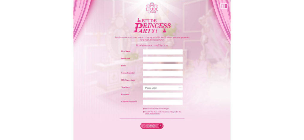 Screen grab of the Etude House Microsite - Web Design & Development