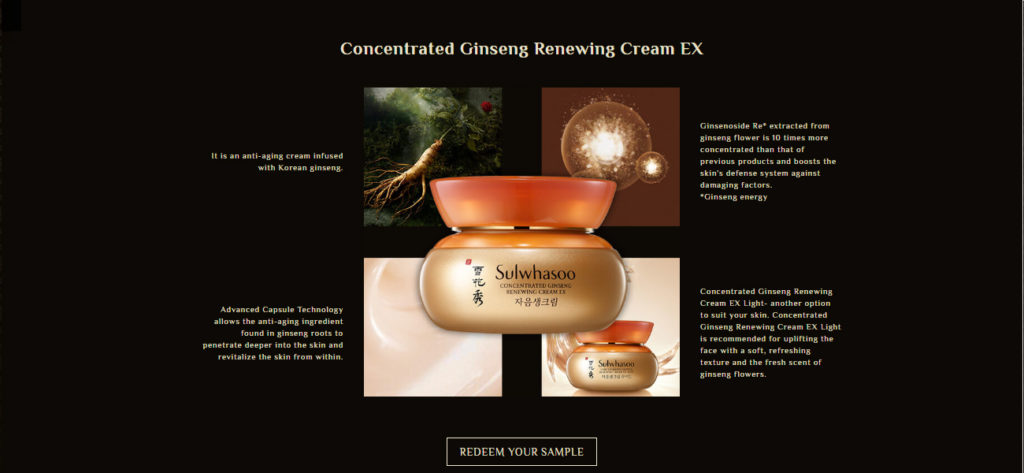 Screen grab of the Sulwhasoo Microsite - Web Design & Development