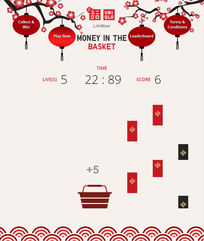 Screen grab of the Facebook App for UNIQLO Money in the Basket - App Development