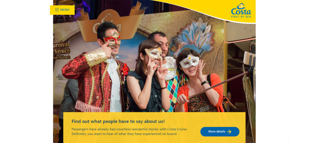 Screen grab of the Costa Asia Website - Web Design & Development