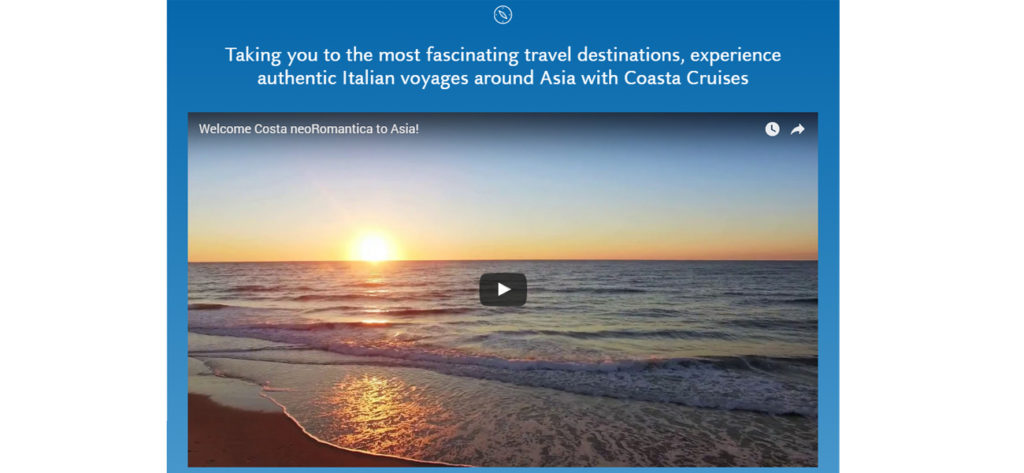 Screen grab of the Costa Asia Website - Web Design & Development