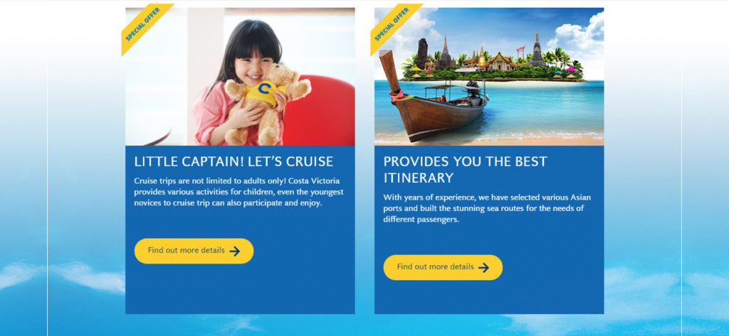 Screen grab of the Costa Asia Website - Web Design & Development