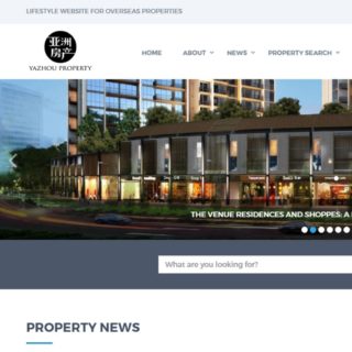 Screen grab of the Yazhou Property Website Homepage - Web Design & Development