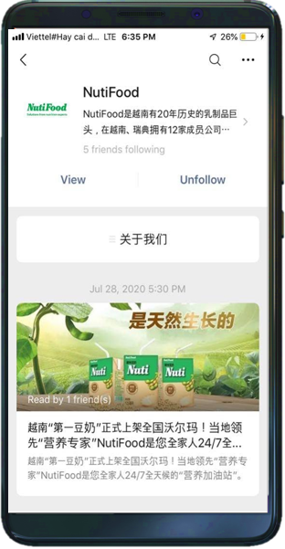 nutifood wechat | quảng cáo wechat | wechat marketing