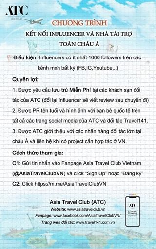 Các quyền lợi của influencer khi đăng kí trên nền tảng Asia Trevel Club