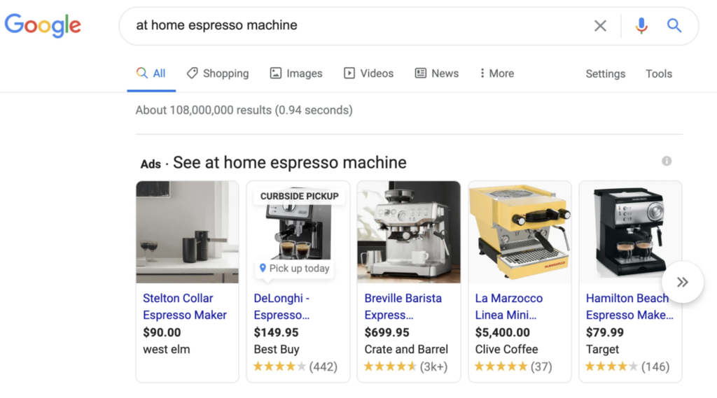 google shopping paid ads